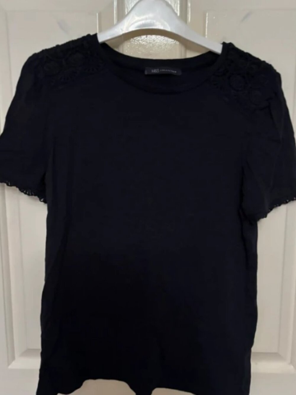 M&S Collection black lace shoulder short sleeved T-shirt